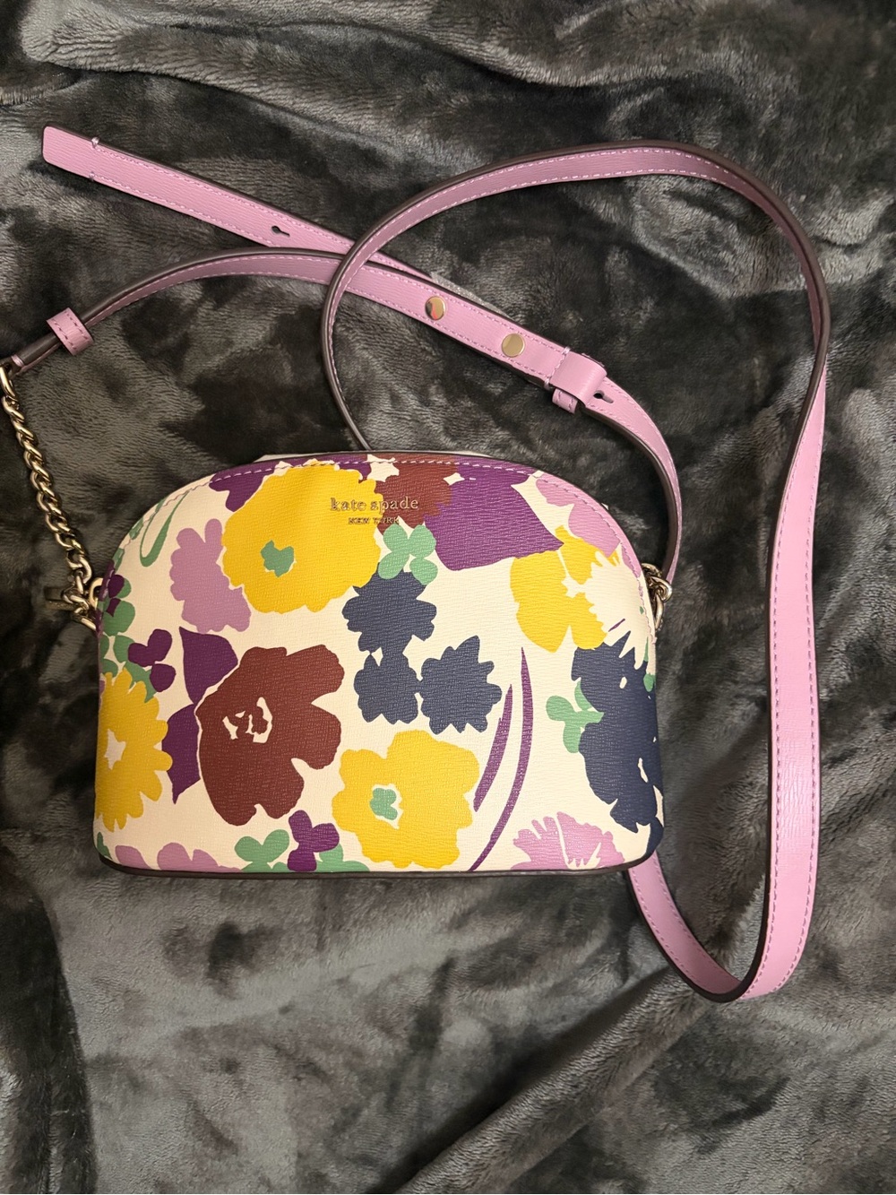 kate spade Pink Floral Dome Crossbody with Multi-Color Print
